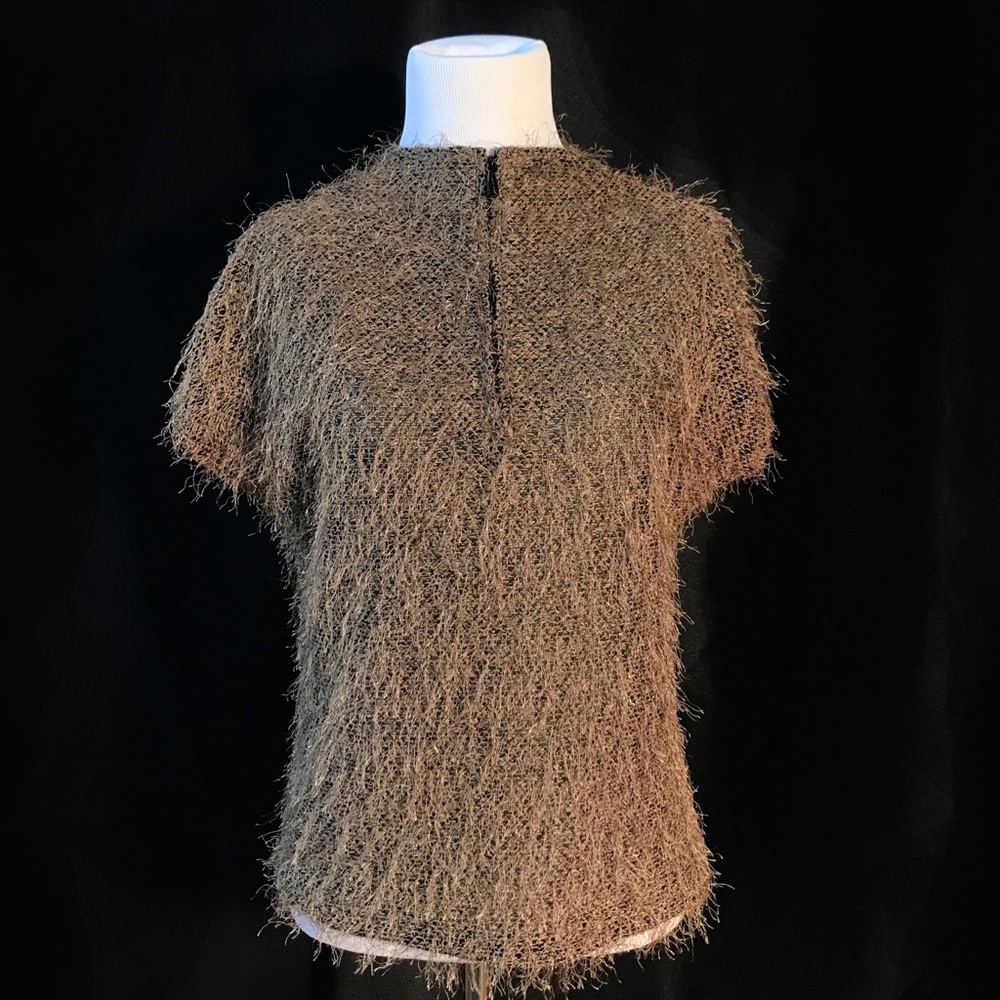 Fuzzy Tan/Black Vintage Jamie Sadock Top w/ Zipper